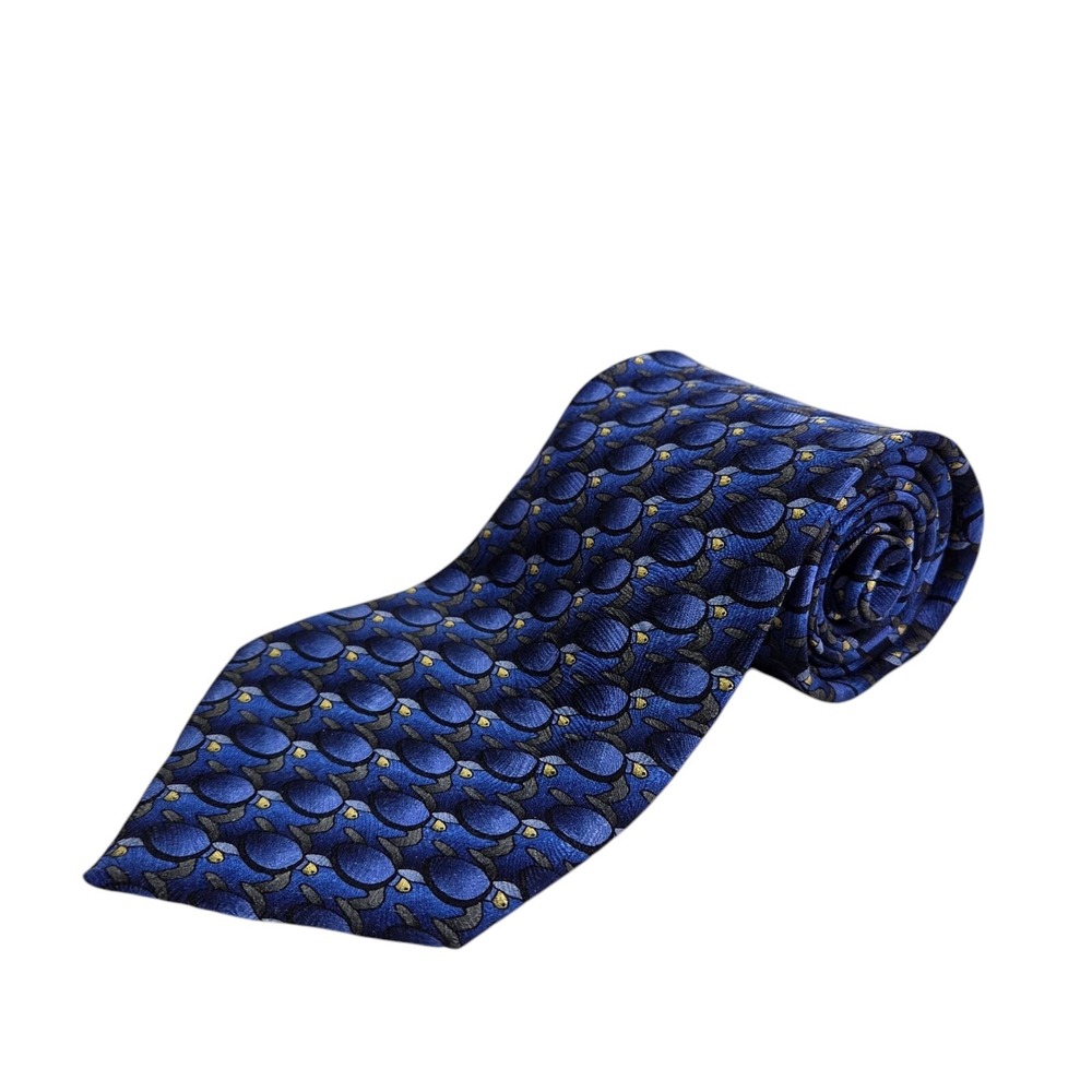 The Nature Conservancy Mens Necktie Blue and Gold Sea‎ Turtle 4 X 58 Silk Tie
